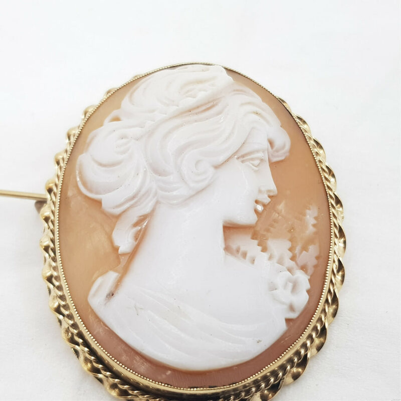 9CT 12.7GR YELLOW GOLD CAMEO BROOCH PIN OR PENDANT #43113