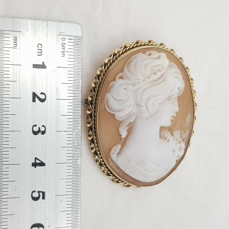 9CT 12.7GR YELLOW GOLD CAMEO BROOCH PIN OR PENDANT #43113