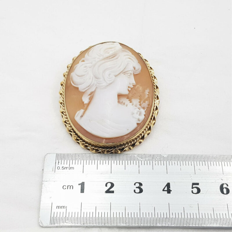 9CT 12.7GR YELLOW GOLD CAMEO BROOCH PIN OR PENDANT #43113