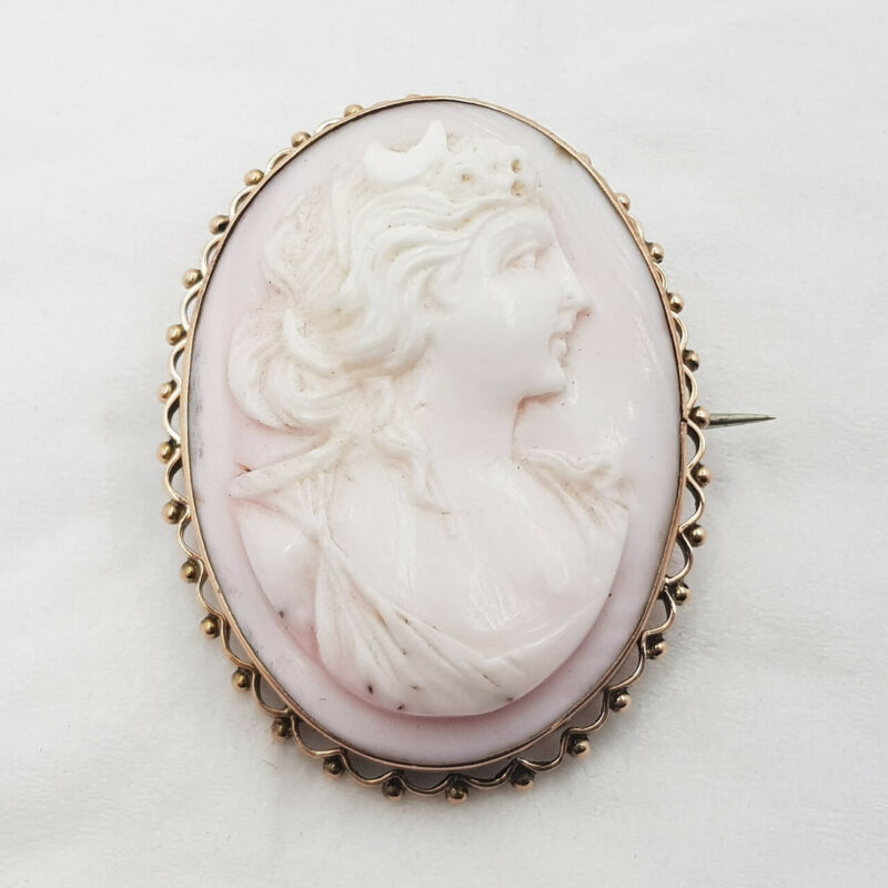 9CT 9.8GR YELLOW GOLD CAMEO BROOCH PIN OR PENDANT #47470