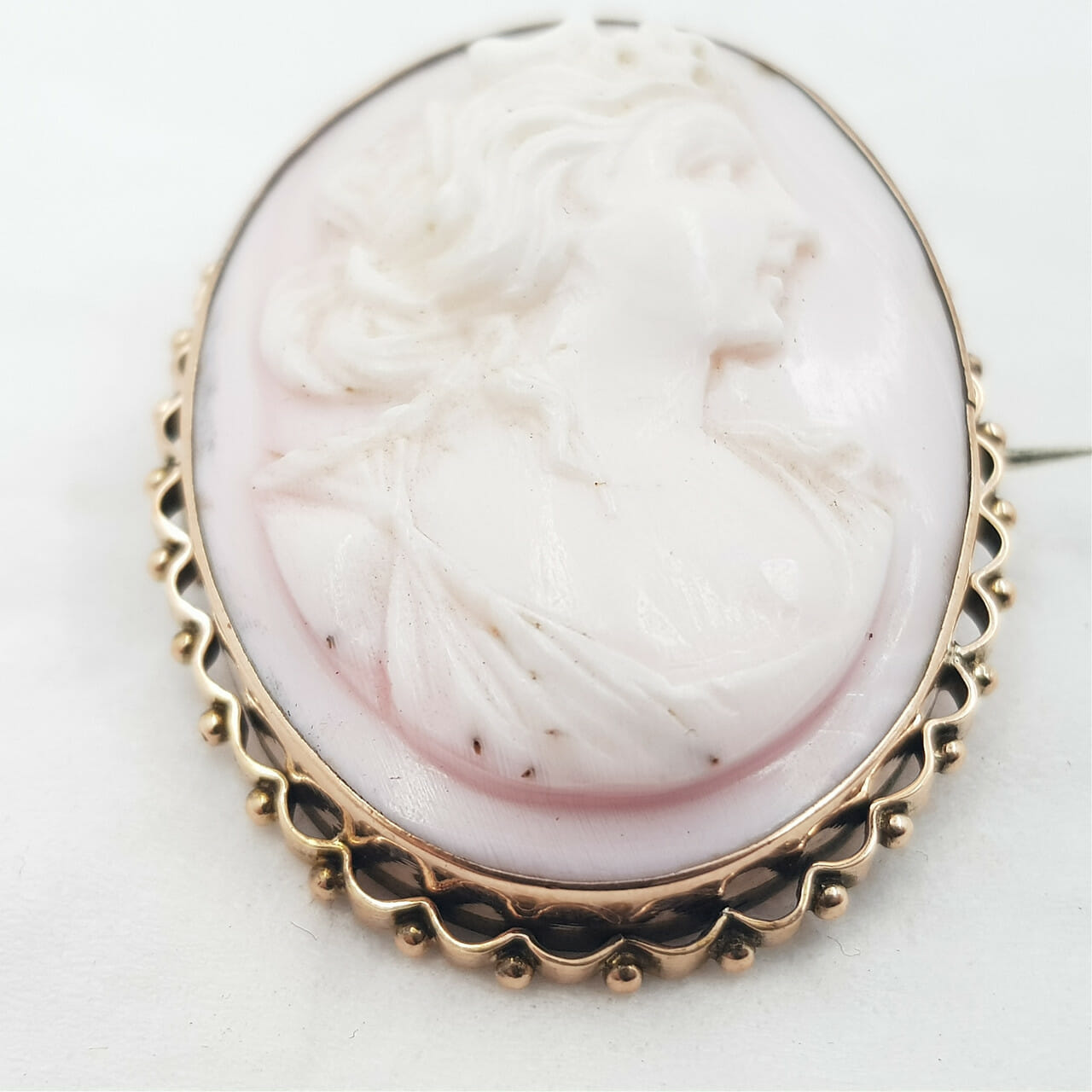 9CT 9.8GR YELLOW GOLD CAMEO BROOCH PIN OR PENDANT #47470