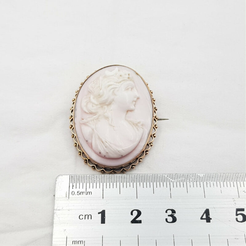 9CT 9.8GR YELLOW GOLD CAMEO BROOCH PIN OR PENDANT #47470