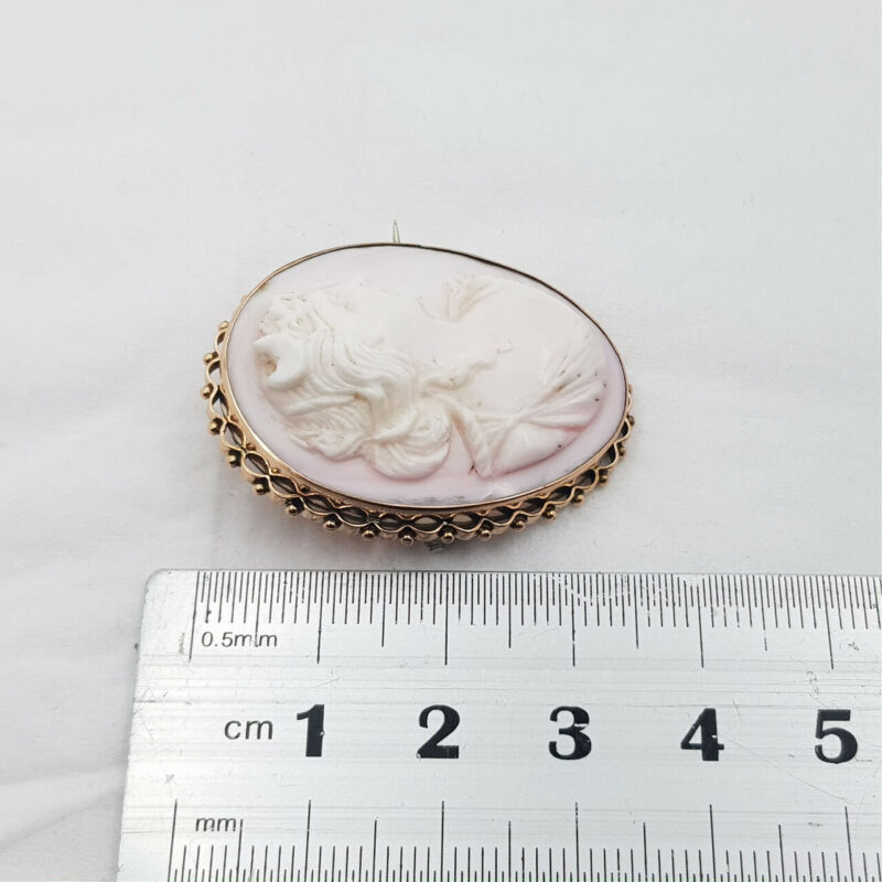 9CT 9.8GR YELLOW GOLD CAMEO BROOCH PIN OR PENDANT #47470