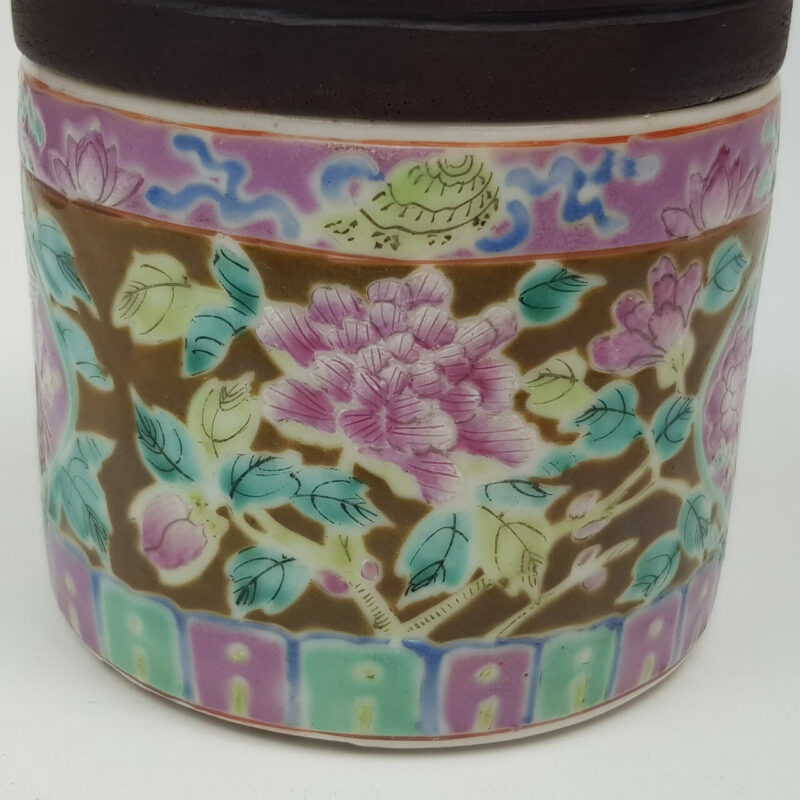 CHINESE MINHUO TEA CADDY PORCELAIN WITH WOODEN LID C/1900'S #52338