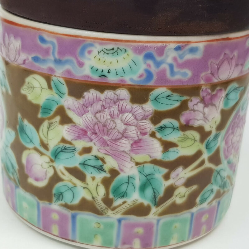 CHINESE MINHUO TEA CADDY PORCELAIN WITH WOODEN LID C/1900'S #52338