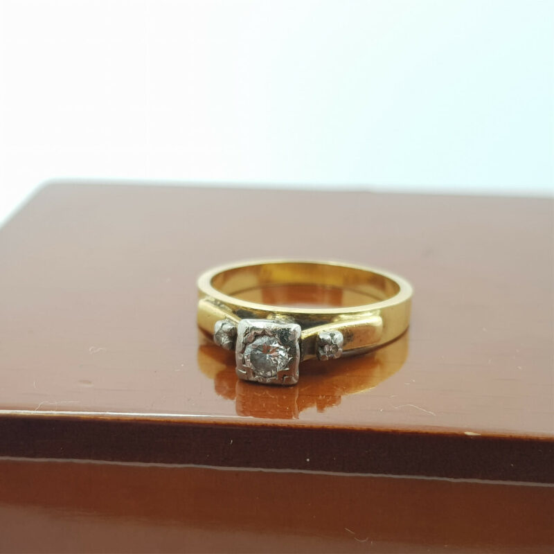 18CT 2.9GR YELLOW GOLD VINTAGE DIAMOND RING SIZE I #C808829 **