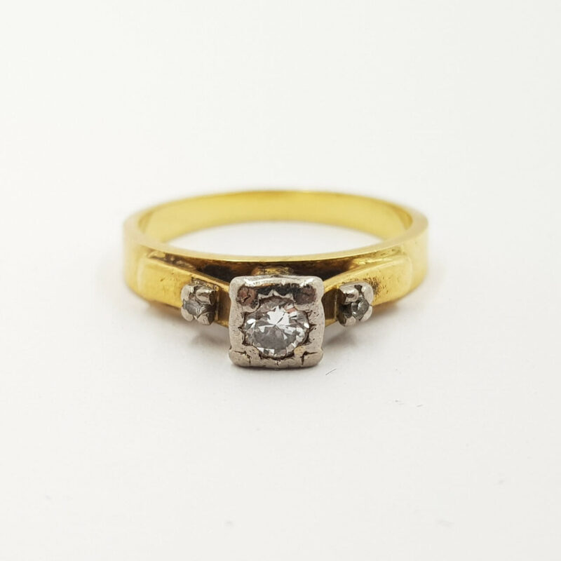 18CT 2.9GR YELLOW GOLD VINTAGE DIAMOND RING SIZE I #C808829 **