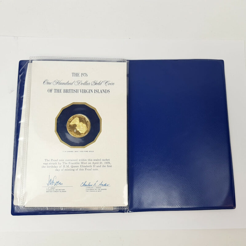 1976 $100 7.1GR GOLD COIN BRITISH VIRGIN ISLANDS 50TH ANNIVERSARY #9412-1