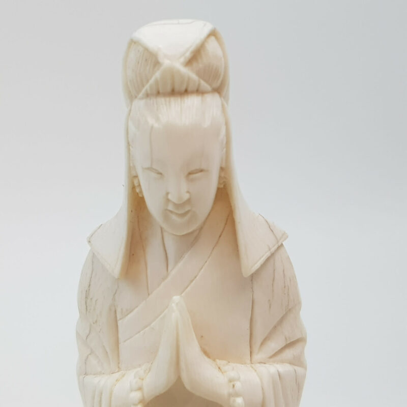 GODDESS OF MERCY CARVED BONE FIGURINE / STATUE #43888