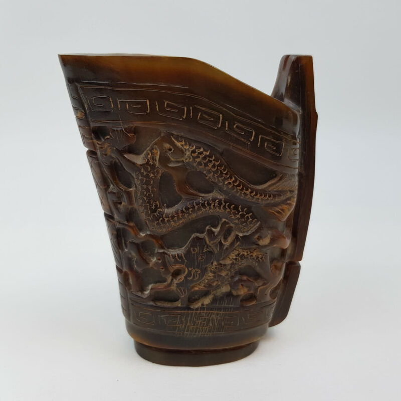 Pair of Carved Buffalo Horn Libation Cups #46868