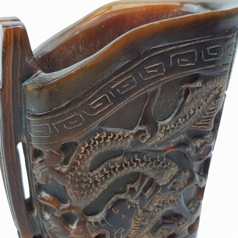 Pair of Carved Buffalo Horn Libation Cups #46868