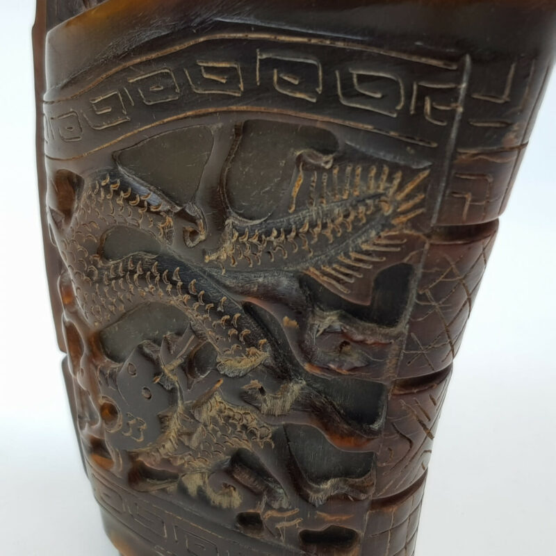 Pair of Carved Buffalo Horn Libation Cups #46868