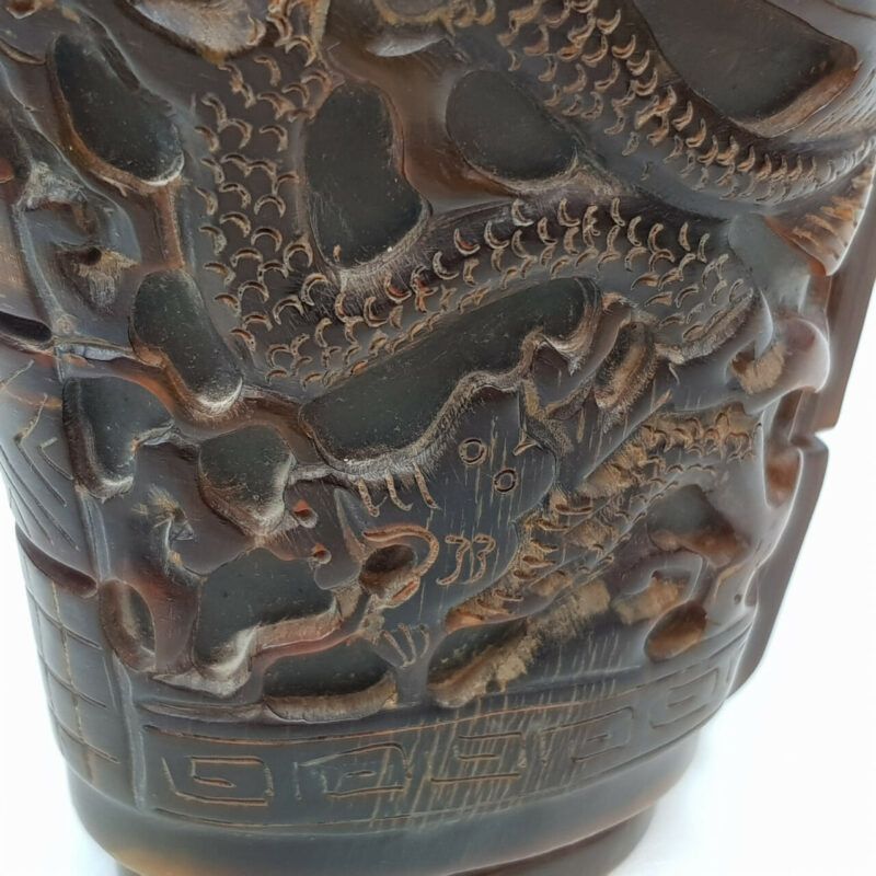 Pair of Carved Buffalo Horn Libation Cups #46868