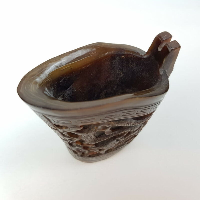 Pair of Carved Buffalo Horn Libation Cups #46868