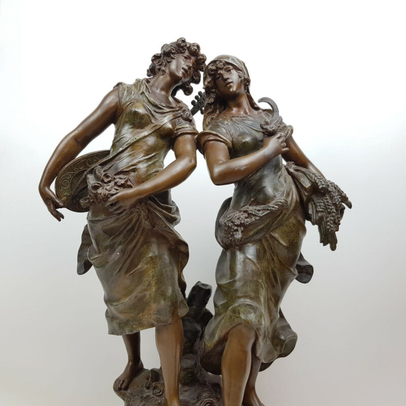 AUGUSTE MOREAU BRONZE SCULPTURE - CIGALE ET FOURMI #45646