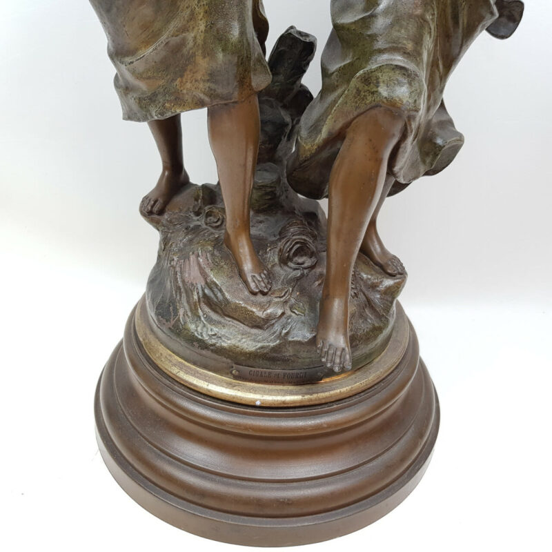 AUGUSTE MOREAU BRONZE SCULPTURE - CIGALE ET FOURMI #45646