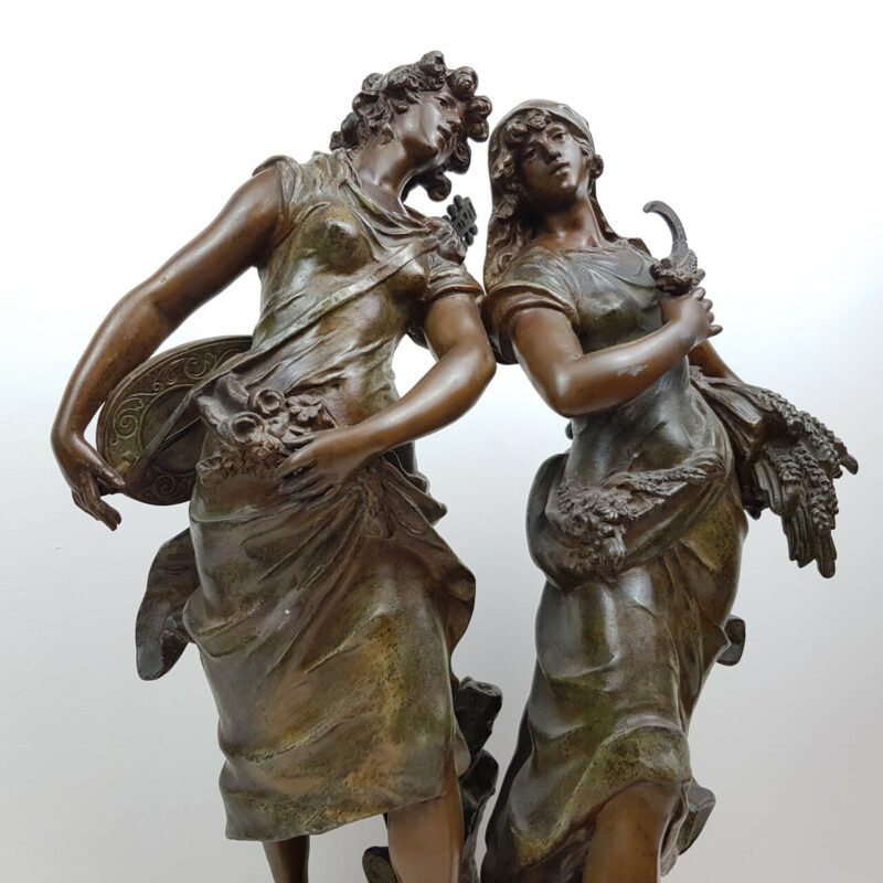 AUGUSTE MOREAU BRONZE SCULPTURE - CIGALE ET FOURMI #45646