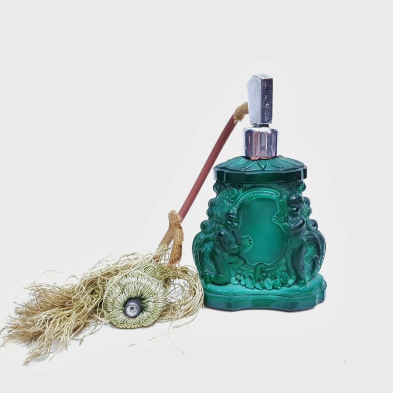 Malachite Glass Art Deco Cherub Perfume Bottle (a/f) #46414