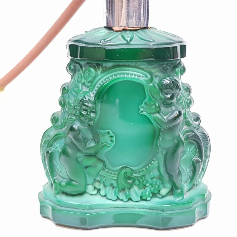 Malachite Glass Art Deco Cherub Perfume Bottle (a/f) #46414