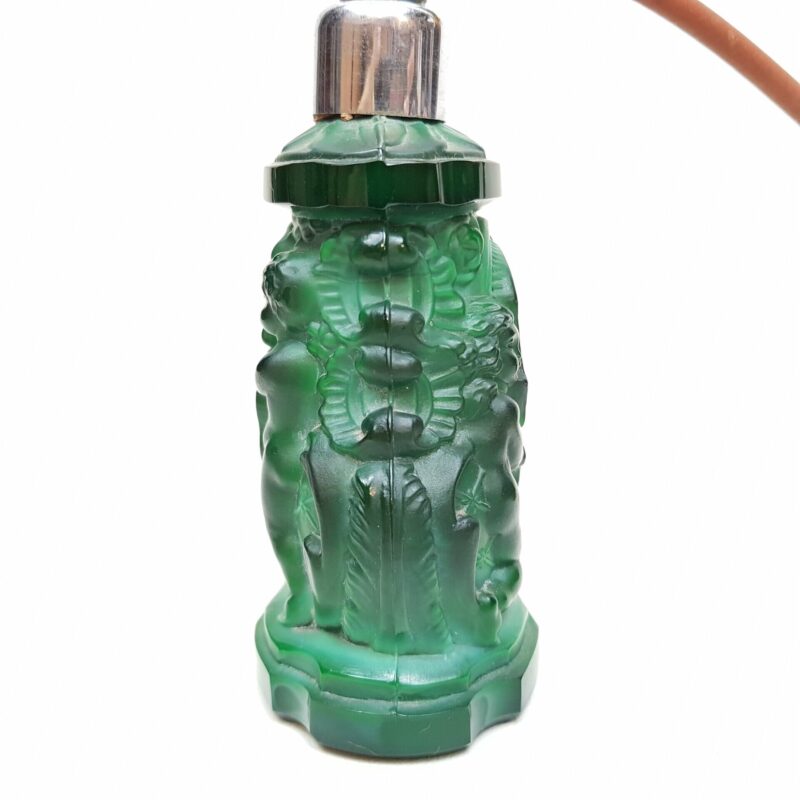 Malachite Glass Art Deco Cherub Perfume Bottle (a/f) #46414