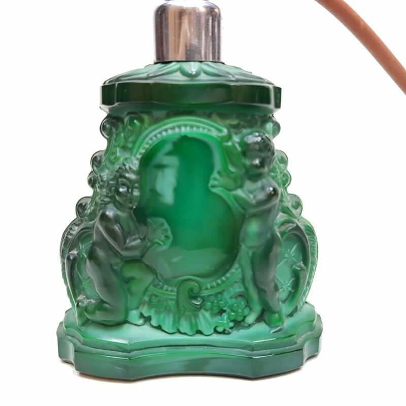 Malachite Glass Art Deco Cherub Perfume Bottle (a/f) #46414