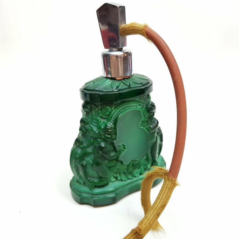 Malachite Glass Art Deco Cherub Perfume Bottle (a/f) #46414