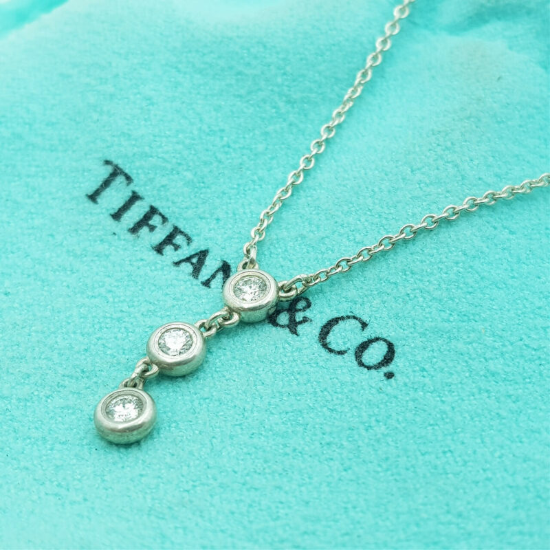 TIFFANY & CO SILVER ELSA PERETTI 0.15CT DIAMOND NECKLACE 40CM #48368