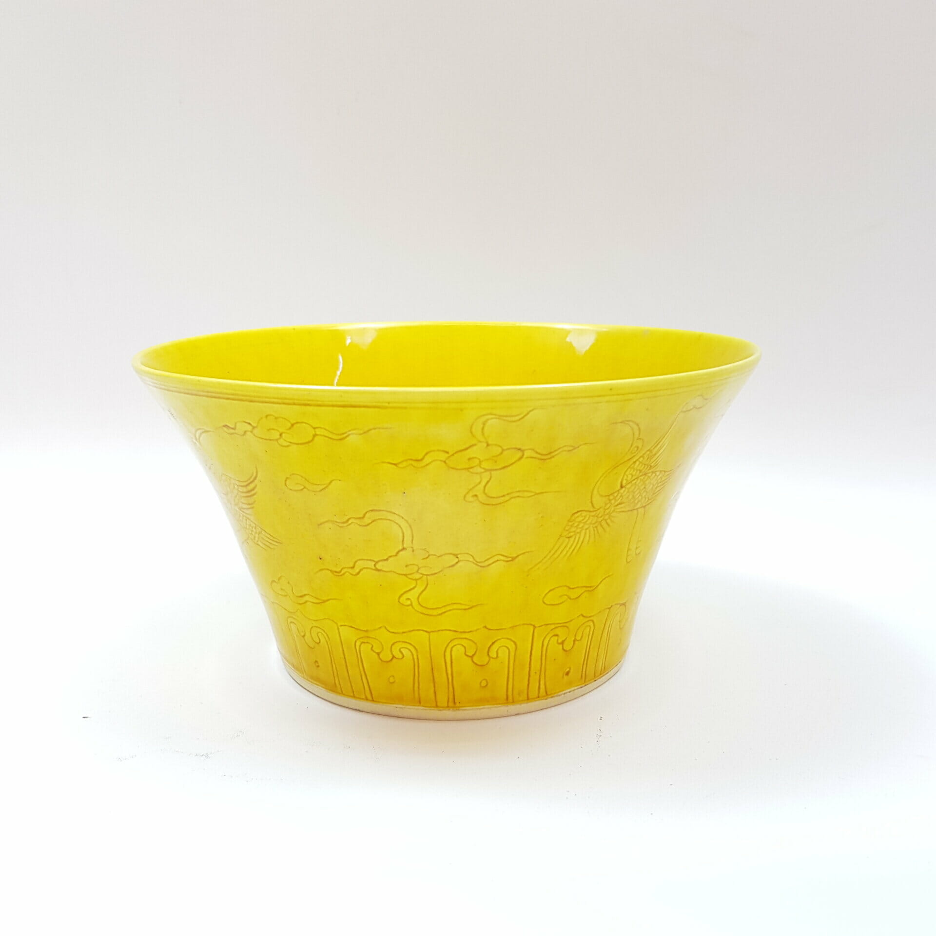 Imperial Bowl with Crane Decoration - Yellow #51511 Imperial Bowl with Crane Decoration - Yellow #51511 - Image 3