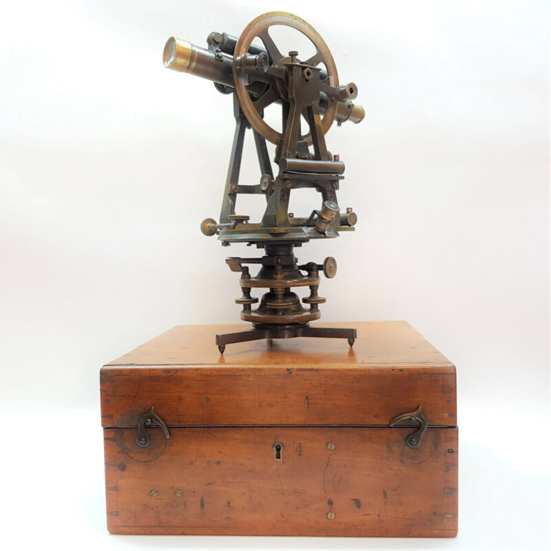 ANTIQUE TROUGHTON & SIMMS BRASS THEODOLITE - IN WOODEN BOX - C/19TH CENTURY #52997