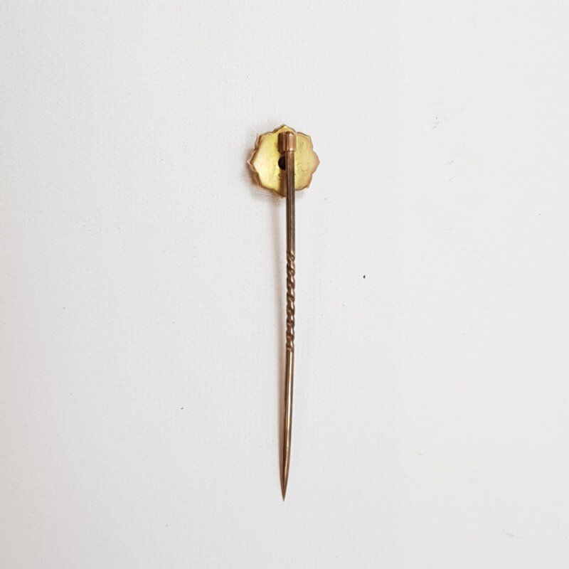 Antique 9ct Yellow Gold Flower & Diamond Stick Pin #21072