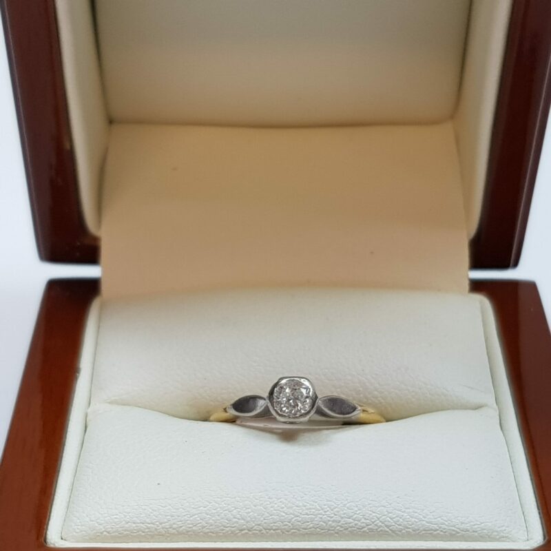 18ct Yellow Gold & Palladium 0.17ct G/SI Diamond Ring + Val $1740 Size M #0360