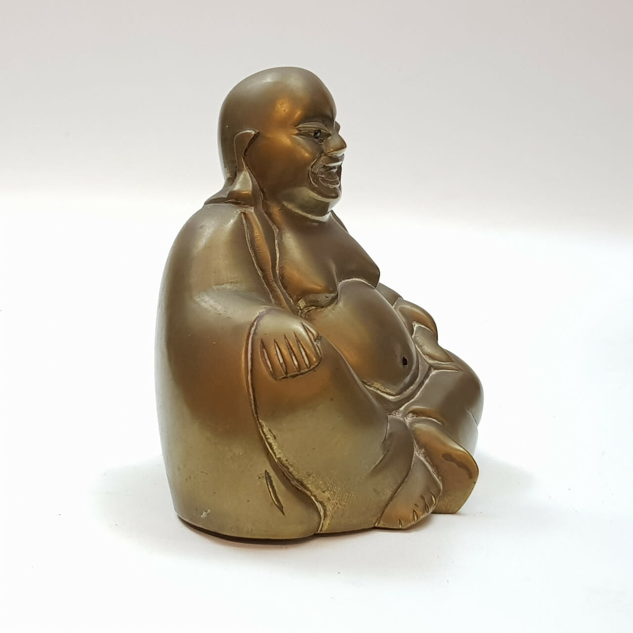 Vintage Brass Buddha Figurine With Sapphire Eyes & Ruby Naval #53199 -  Monty's