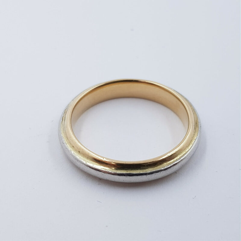 15CT 5.1GR VINTAGE 2 TONE GOLD RING BAND SIZE M #41397