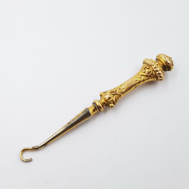 9CT YELLOW GOLD & STEEL GLOVE BUTTON HOOK #46863