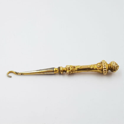 9CT YELLOW GOLD & STEEL GLOVE BUTTON HOOK #46863