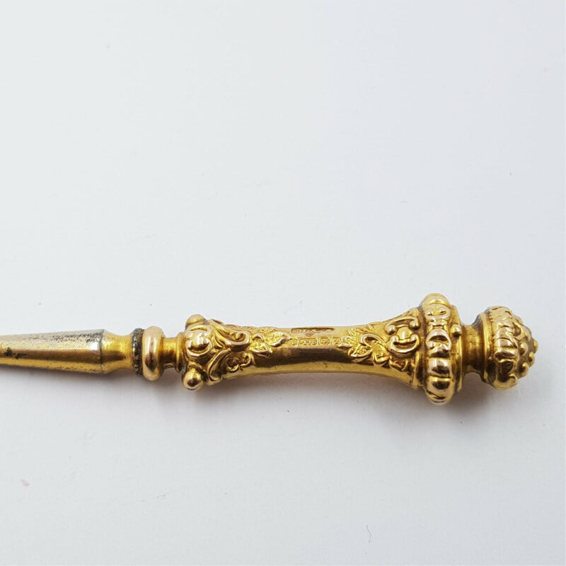 9CT YELLOW GOLD & STEEL GLOVE BUTTON HOOK #46863