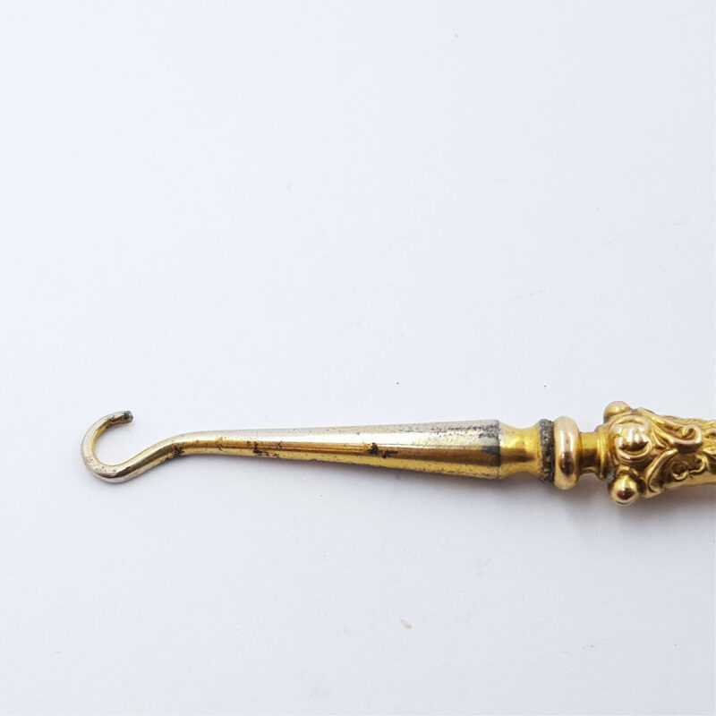 9CT YELLOW GOLD & STEEL GLOVE BUTTON HOOK #46863