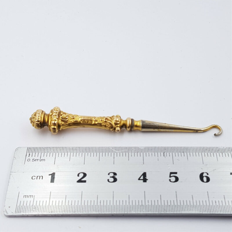 9CT YELLOW GOLD & STEEL GLOVE BUTTON HOOK #46863