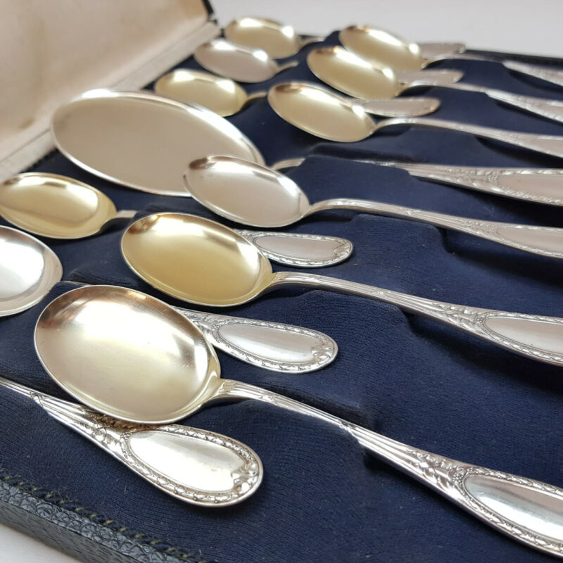 BRAHMFELD & GUTRUF 13 PIECE SOLID SILVER SPOON SET - GERMANY #53346