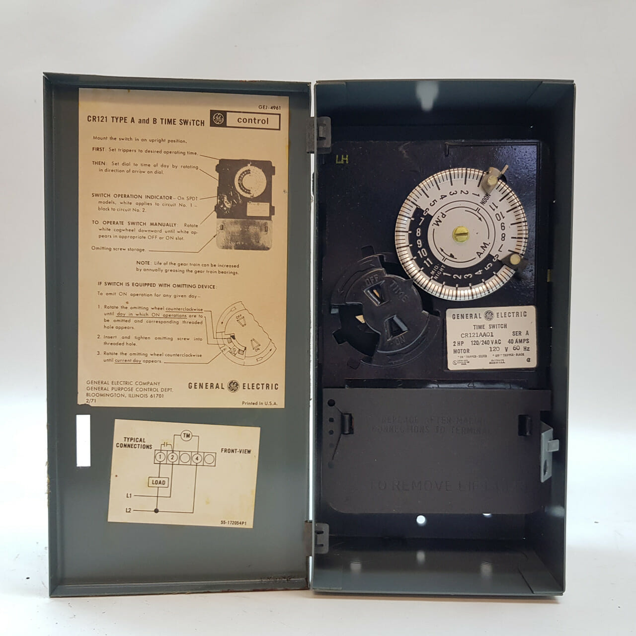 GE GENERAL ELECTRIC TIME SWITCH CR121AA01 #53319