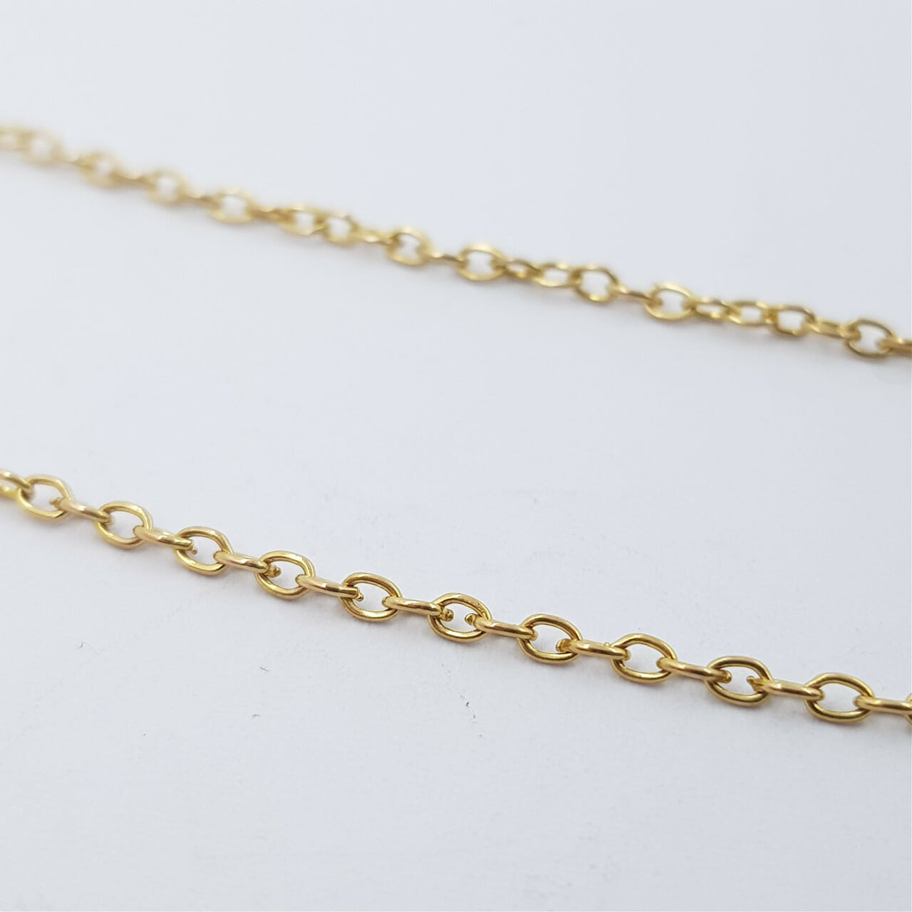 9ct Yellow Gold Antique Cobalt Glass Cable Link Necklace 41cm #8328