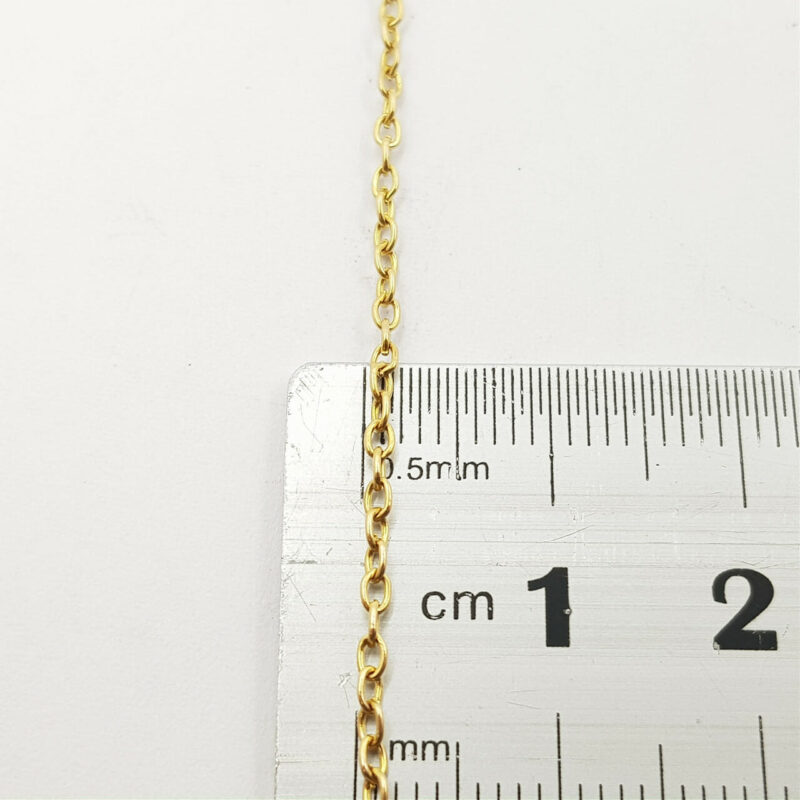 9ct Yellow Gold Antique Cobalt Glass Cable Link Necklace 41cm #8328