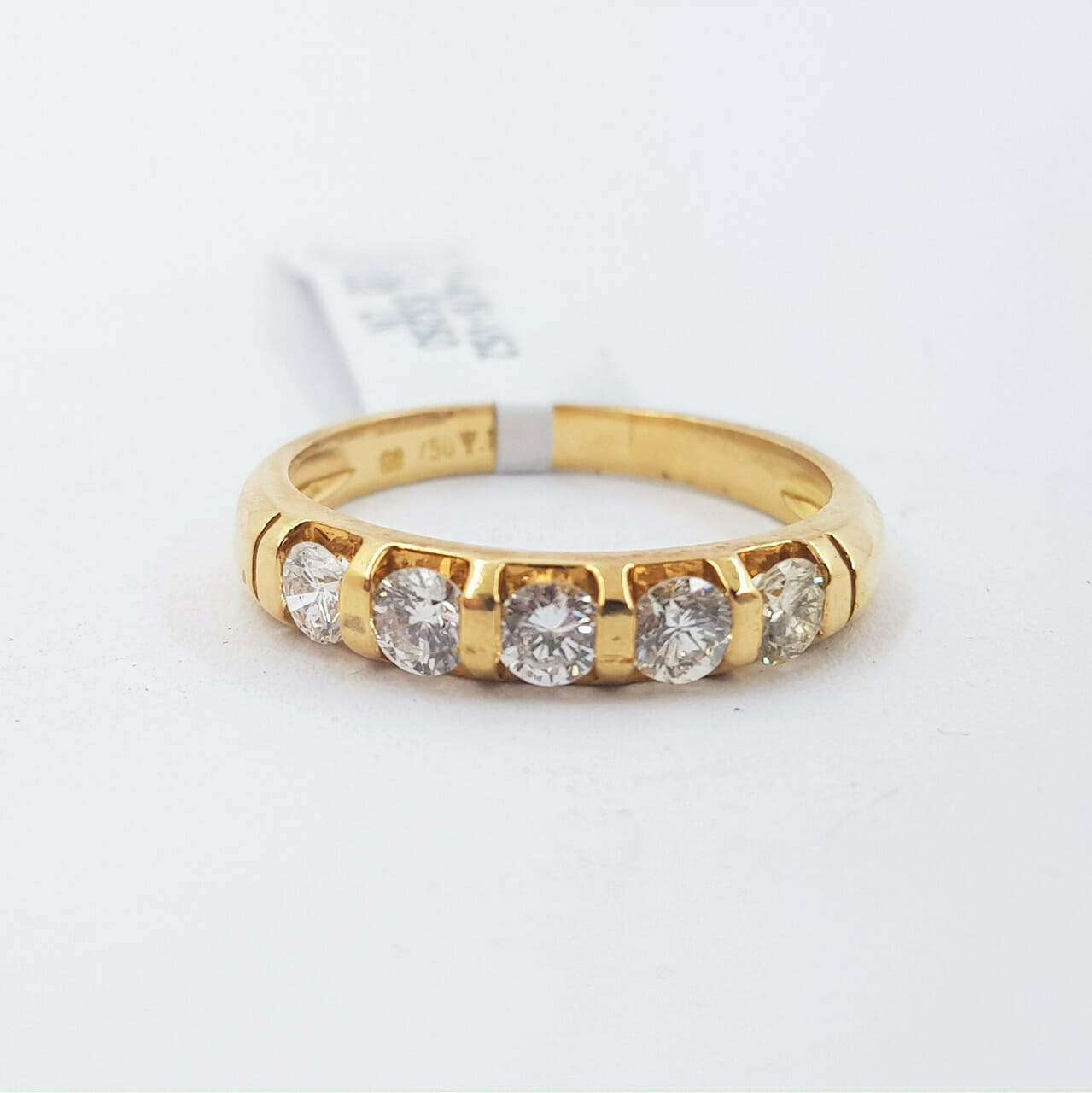 18CT YELLOW GOLD 0.6CT TDW CHANNEL SET DIAMOND BAND VAL $3250 SIZE N #41863
