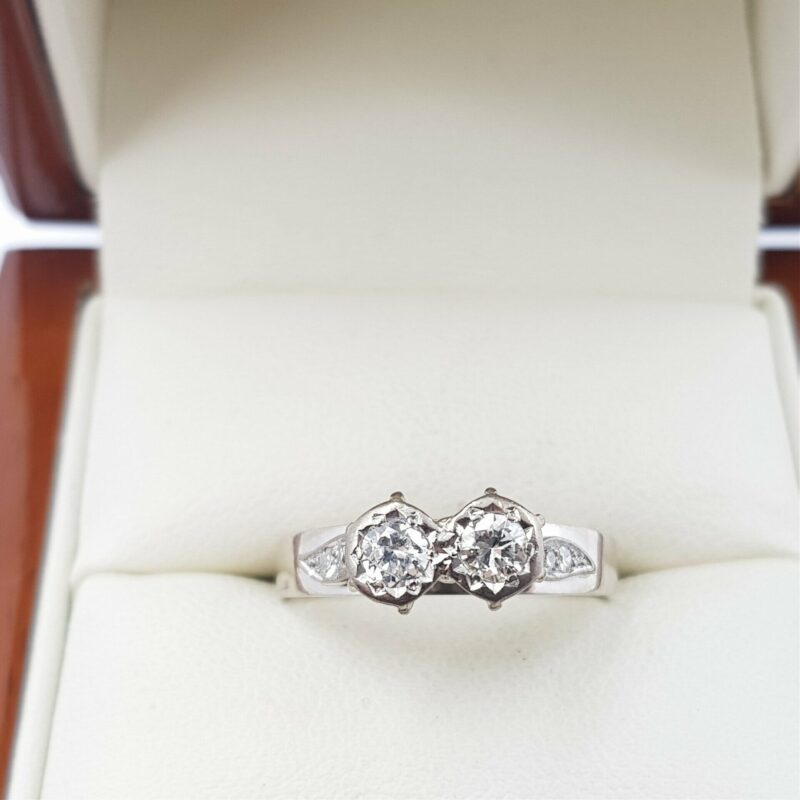 Vintage 18ct White Gold 0.22ct TDW Diamond Ring Val $2600 Size O 3/4 #31526