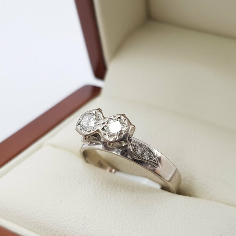 Vintage 18ct White Gold 0.22ct TDW Diamond Ring Val $2600 Size O 3/4 #31526