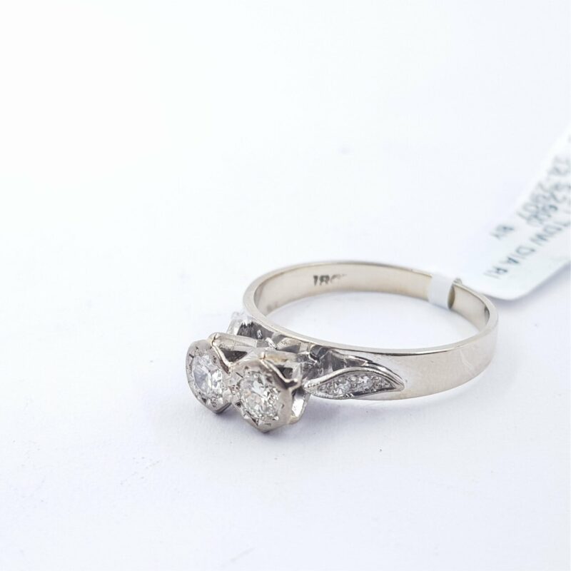 Vintage 18ct White Gold 0.22ct TDW Diamond Ring Val $2600 Size O 3/4 #31526