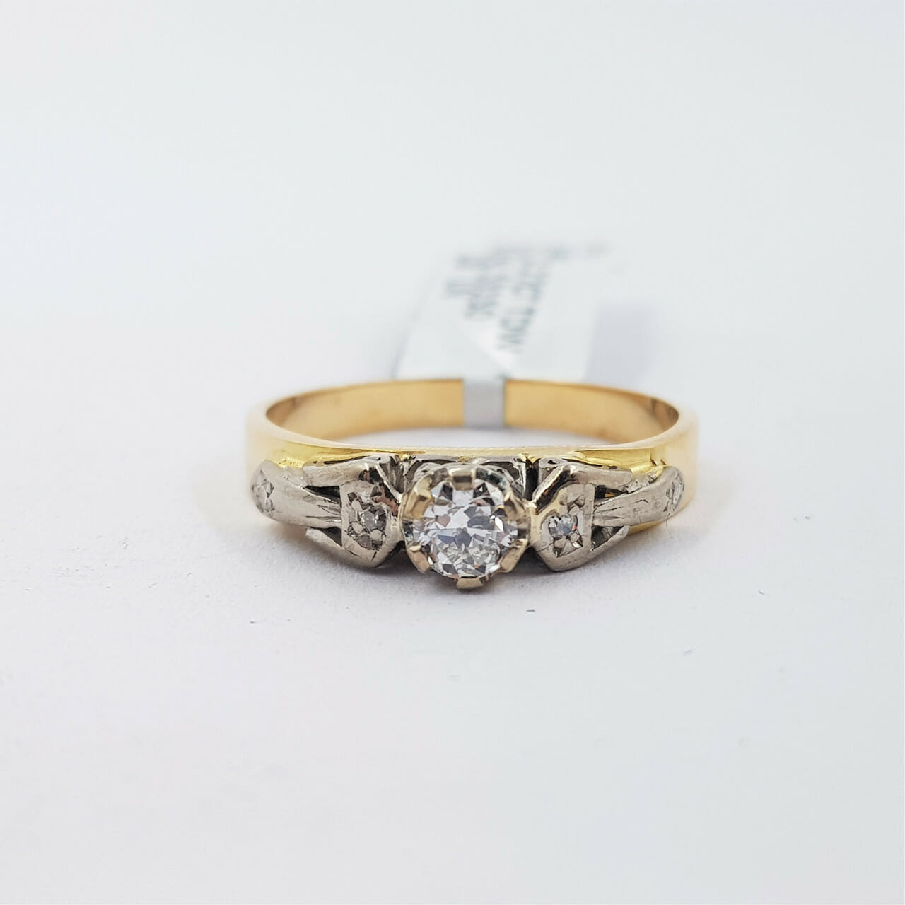18CT TWO TONE GOLD 0.27CT TDW DIAMOND RING VAL $3150 SIZE Q #41862