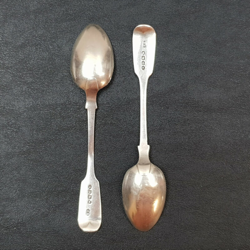 HENRY HOLLAND TEA SPOON SET ANTIQUE STERLING SILVER (LONDON 1874) SET OF 6 FLORAL ENGRAVING 123GR #53351