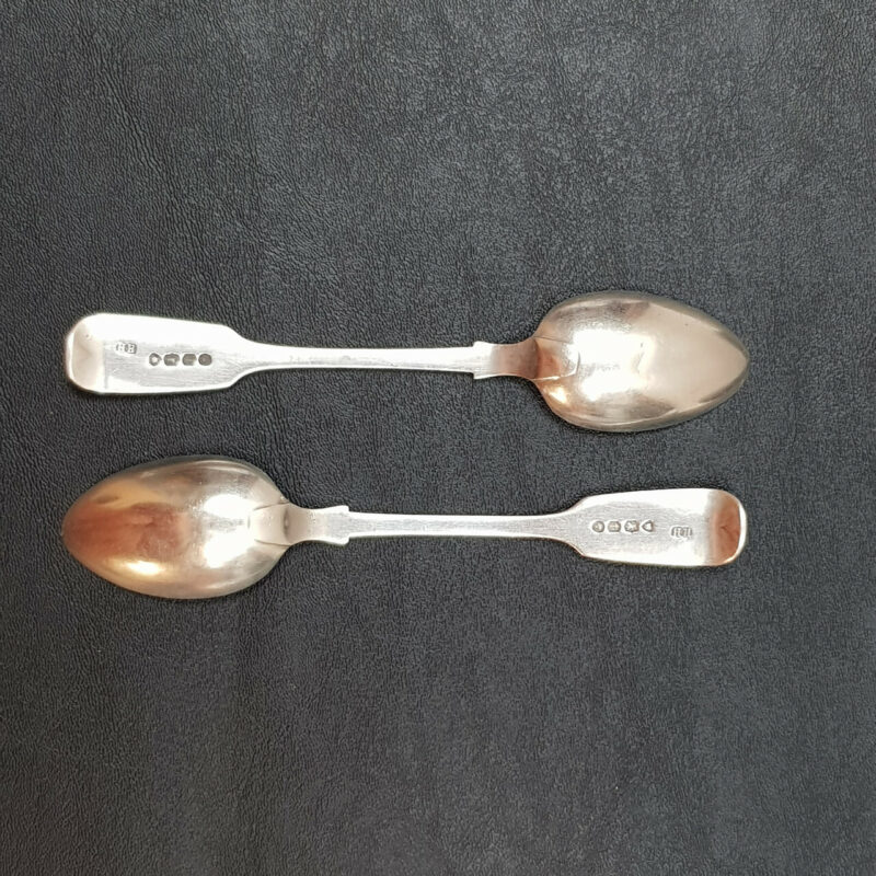 HENRY HOLLAND TEA SPOON SET ANTIQUE STERLING SILVER (LONDON 1874) SET OF 6 FLORAL ENGRAVING 123GR #53351