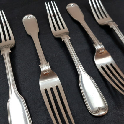 ELIZABETH EATON FORK SET ANTIQUE STERLING SILVER LONDON C.1853 10 PIECE SET #53350